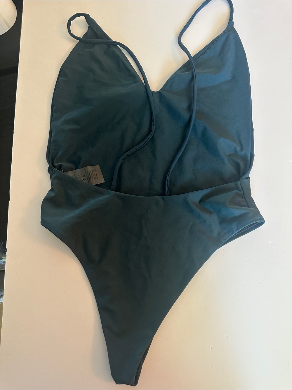 TOBI GREEN OPEN BACK 1-PIECE BATHING SUIT Body Suit womens sz small - Picture 3 of 11